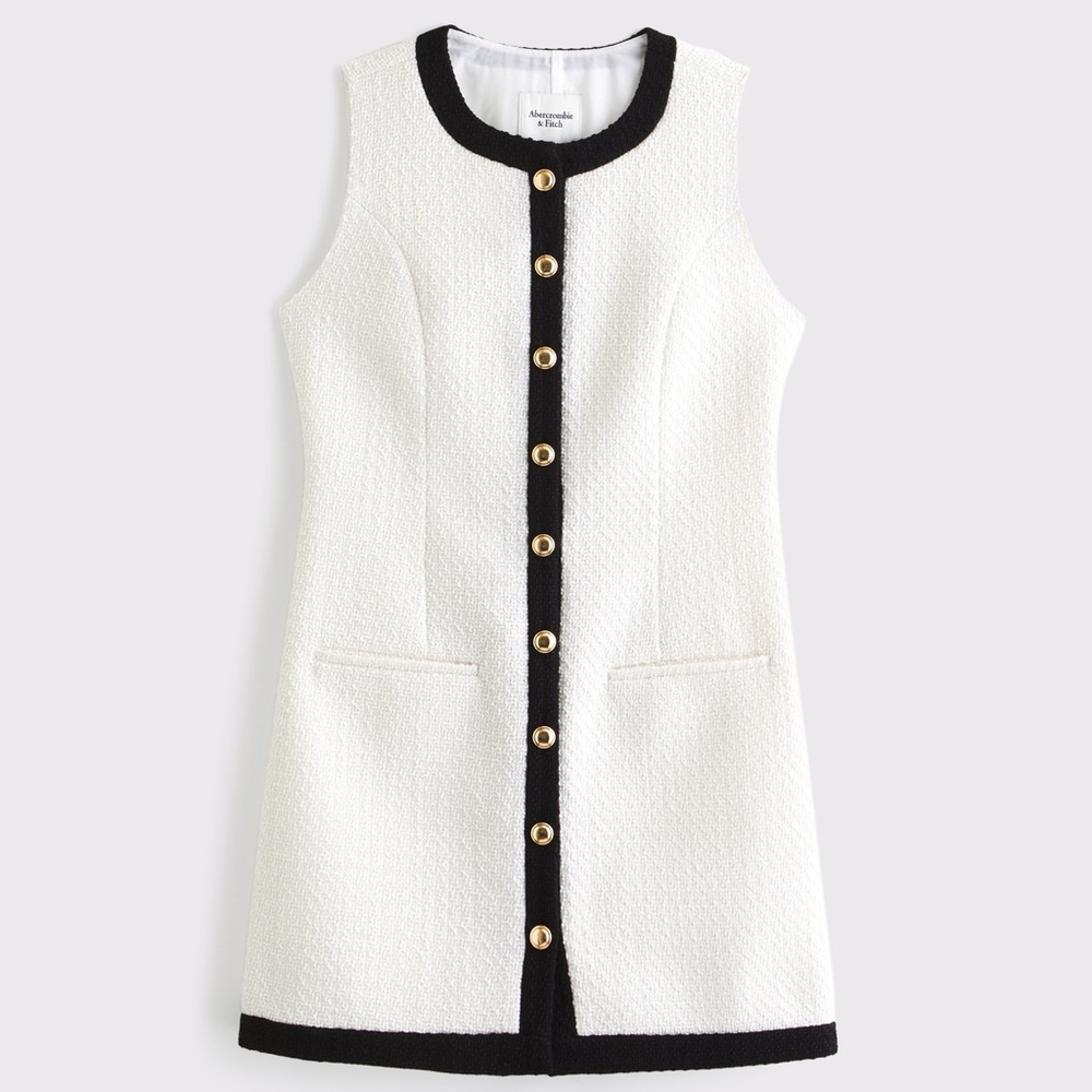 NWT Abercrombie & Fitch Mara Tweed Mini Dress | XXLT Tall | White Black